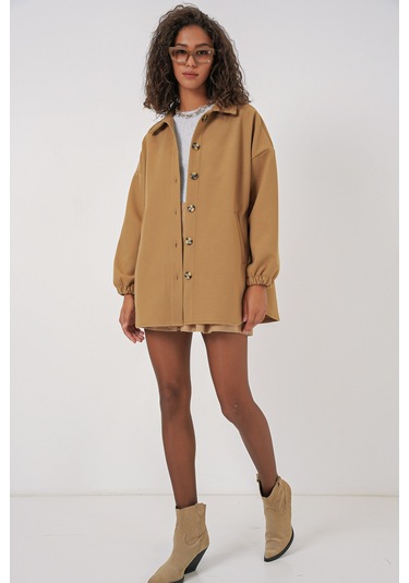 Bigdart 0674 Cepli Oversize Gömlek - Hardal HARDAL