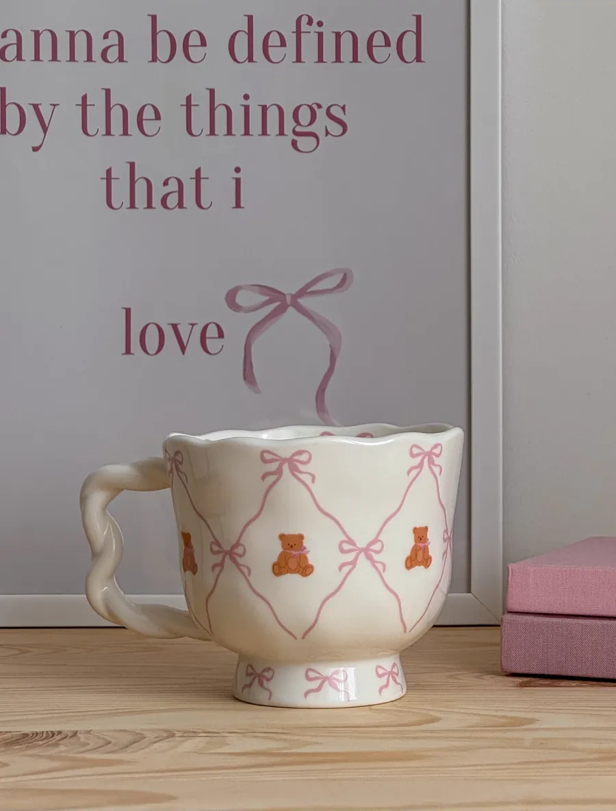 Perex Seramik Çay Kahve Fincanı, Fiyonklu Bardak, 550 Ml 328150235 Beyaz