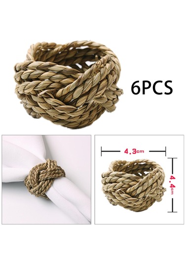 Homyl 6x El Yapımı Peçete Halkaları Tutacağı 4.3x4.4cm Haki