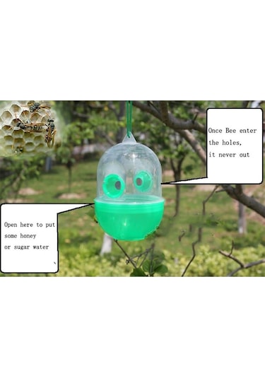 Hfambition Plastik Arı Ve Sinek Tutucu - Transparan Yeşil, Kullanıması Ve Temizliği Kolay, Doğada Arı Yakalama Aracı 3 Adet