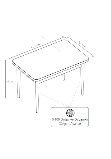 Lena Serisi Masa Sabit Mutfak Masası 70 x 110 Beyaz