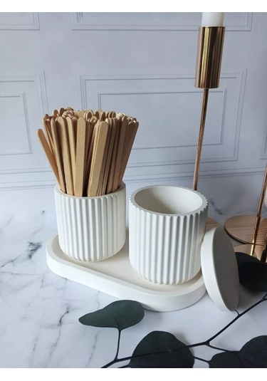 Cre Art Kuru Çiçekler İçin Dekoratif Alçı Set Ev Dekorasyonu İçin Kuru Çiçek Vazosu Alçı Seti 236592464 Beyaz