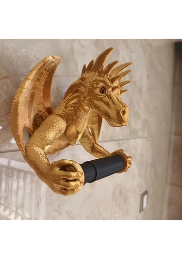 Willowhaven 1 Adet Ejderha Desenli Tuvalet Kağıdı Askısı Altın Renk Banyo Ev Ofis Yatak Odası Altın Rengi