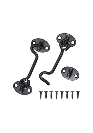 Geeksen 2 Adet Siyah Paslanmaz Çelik 3 İnç Eski Tip Pencere Kancası - Pencere Ve Kapı Tutucu Aksesuarı Siyah