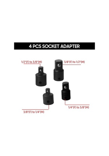 Tongxida 4 Parça Çelik Adaptör Seti - 1/4, 3/8, 1/2 İnç - Makas Ve Uygulamalar İçin