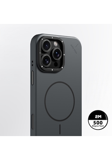 İphone 15 Pro Max Uyumlu Kılıf M-safe Şarj Özellikli Youngkit Dynamag Serisi Kapak Gri