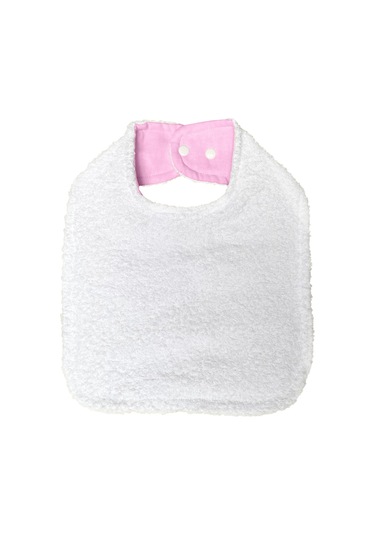 Pamuklu Sıvı Geçirmez Mama Önlüğü Bürümcük-havlu Çift Yönlü P-b Beyaz - Pembe