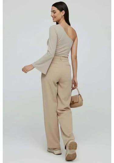 İsiltikidsmoda Tek Omuzlu Basic Bluz Vizon T4275 Vizon