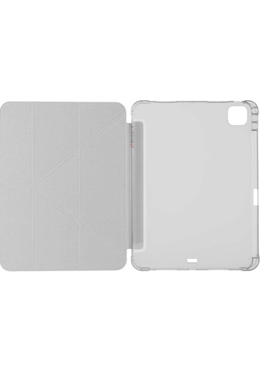 İpad Pro 11 İnç M5 2025 Uyumlu Kılıf Üçgen Katlanabilir Kalem Şarj Bölmeli Kılıf A2836 A2837 A3006 Kapaklı Kılıf