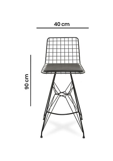 Akın Lüx 2'li Tel Bar Taburesi - Siyah Siyah