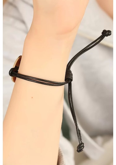 Love (Aşık) Siyah Deri İpli Unisex Mood Bileklik Çok Renkli