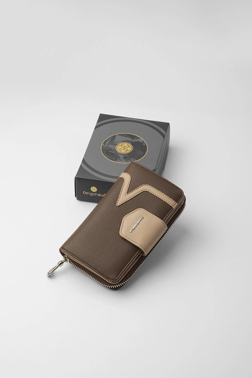 Cengiz Pakel Orta Boy Kadın Cüzdan 65295m - Kahve/vizon 65295m-kahve-vizon