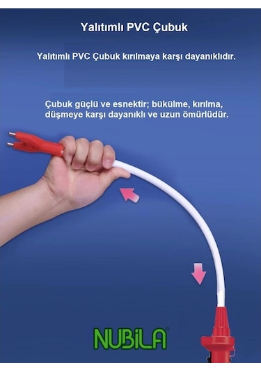 Nubila Led Işıklı Şarjlı Üvendire Uzun-98 Cm-7200 Volt