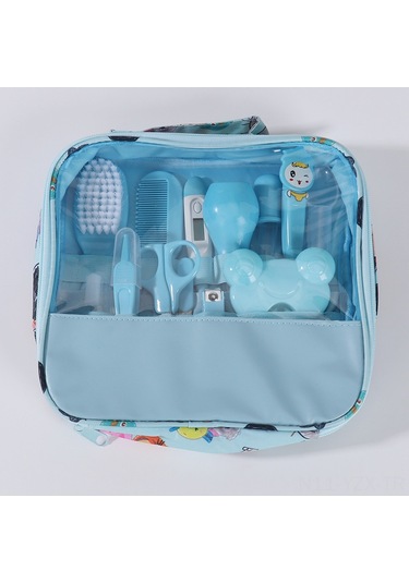 Yaozixa Bebek Bakımı 13 Parça Seti - Burun Emici, Tırnak Kırıcı, Termometre Ve Temizlik Aletleri - Mavi Sağlıklı Bakım Takımı