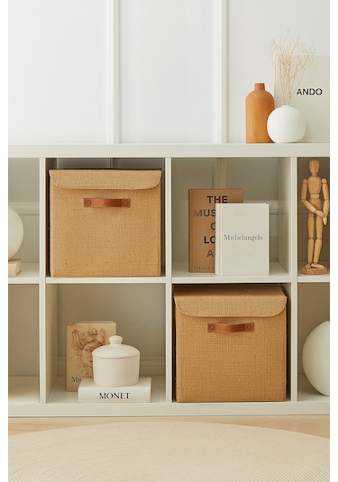 Ocean Home Textile 2'li Jüt Kapaklı Kutu Set 30x30x30 cm