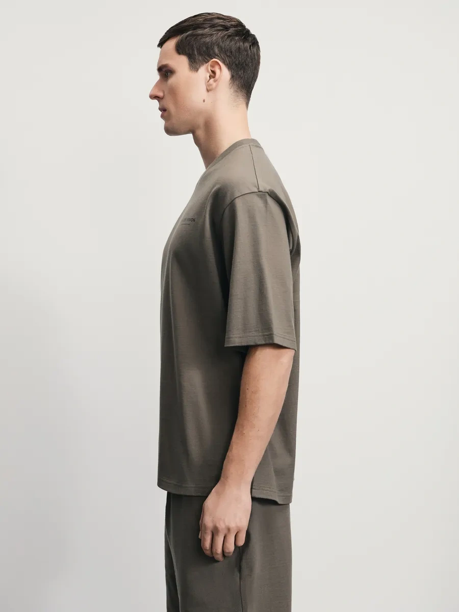 Zarına Yazılı Serbest Kesim Düz Tişört 418735231 Çikolata