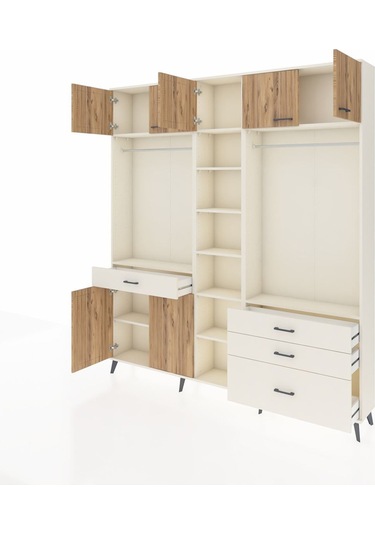 Arges Dolap 11 Raflı 4 Çekmeceli 2 Askılı 220x30x243 Aytaşı-çam/aytaşı Atlas Çam/aytası