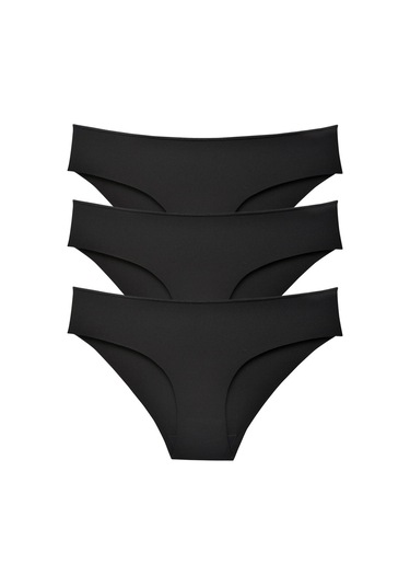 Bonbonetti Düşük Bel Dikişsiz Lazer Kesim  3'Lü Paket Siyah Siyah Siyah Kadın Külot Siyah