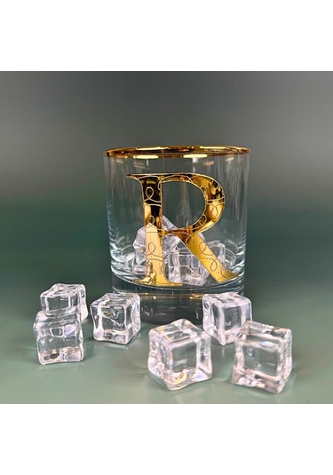 Perlotus R Harfli Gold Altın Yaldızlı Viski Kadeh Bardak Jumbo Serisi Şeffaf