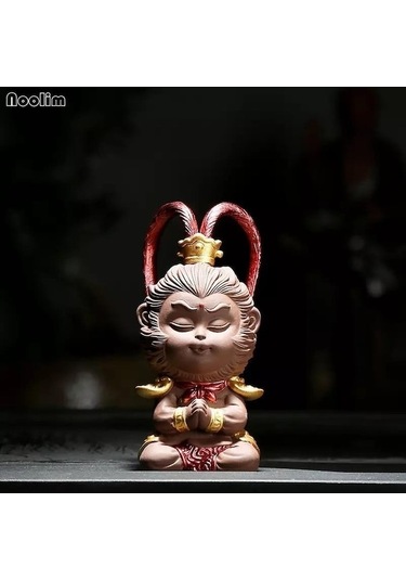 Novahub Mor Kil Maymun Kral Süsler Çay Pet Seramik Küçük Hayvan Heykelcik Ev Araba Dekorasyon El Sanatları A A