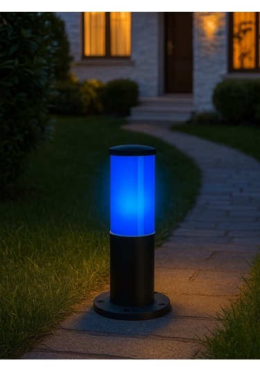 Huzur Elektrik Bollard Mavi Set Üstü Direk 30cm Aydınlatma Armatürü 13403