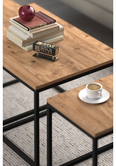 Orta Sehpa Ve Zigon Yan Sehpa Flora Set Atlantik Çam Atlantik Çam