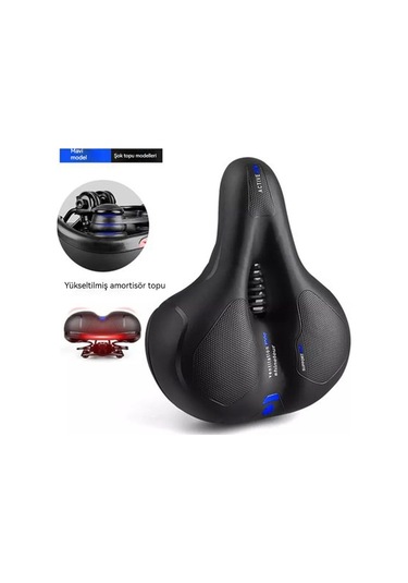 Jzcat Evrensel Bisiklet Koltuğu Minderi, Rahat, Yumuşak Ve Kalınlaştırılmış Silikon Koltuk - Mavi - Amortisör Tek Beden Herkese Uyar Siyah