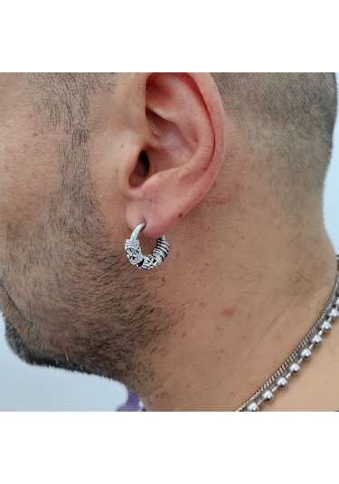 Chavin Çelik Gotik Dizayn Bayan Erkek Tek Küpe et05 Çelik
