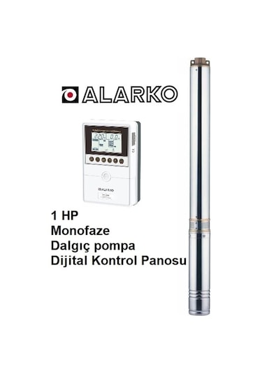 Alarko 1 Hp Monofaze Dalgıç Pompa + Dijital Kontrol Panosu