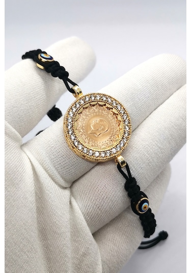 22 Ayar Çeyrek Altınlı İpli Bileklik N11.108