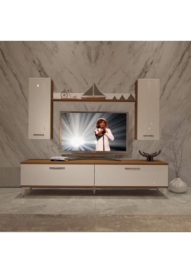 Decoraktiv Eko 7 Slm Std Silver Tv Ünitesi Tv Sehpası Ceviz - Beyaz