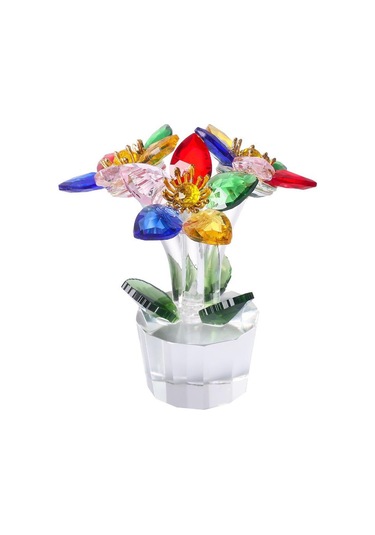 Şeffaf Taban Mini Cam Çiçek Heykeli Süsü Yapay Çiçek Figürin Yıl Dönümü Style 11