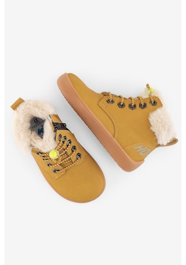 Hopfrög Furry Boots Sarı Nubuk Barefoot Çocuk Botu Sarı