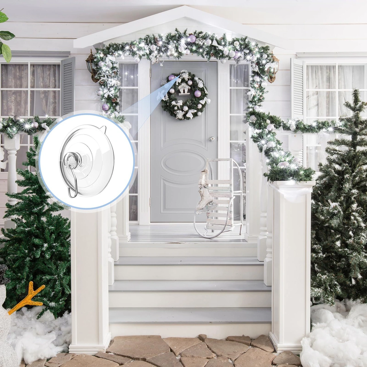 Yaleker 8 Adet Cam Duvar Pvc Süspansiyon Kanca: Paslanmaz Çelik, 7 Lbs Yük, Sudan Dayanıklı, Izsiz Kurulum, Mutfak/banyo Uygun, Ayrı Ayrı Kullanıma Uygun Şeffaf