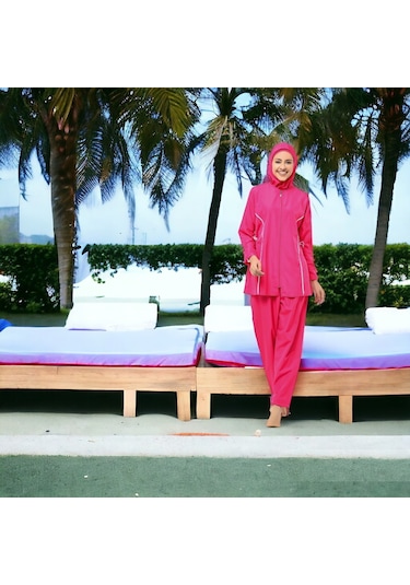 Shopiolog Uzun Kollu Düz Tam Tesettür Pembe