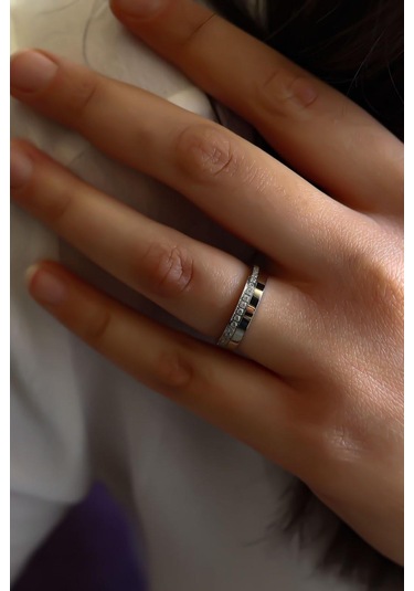 Semiz Altın Beyaz Yarımtur Altın Alyans