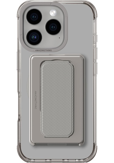 İphone 16 Pro Max Uyumlu Kılıf Magsafe Özellikli Standlı Kartlıklı Set Amazingthing Omni Adventure Seri Gri