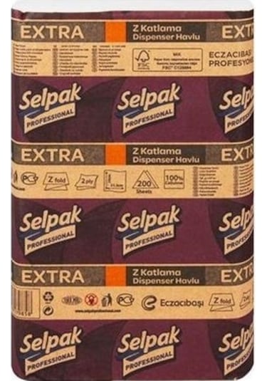 Selpak Professional Extra Z Katlama Dispenser Havlu 200'lü 24 Paket 21.5 x 24 CM