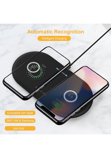 Geeksen Ht-02 Beyaz İki Portlu Kablosuz Şarj Cihazı - 7.5w Ve Samsung Uyumlu 10w Hızlı Şarj Desteği