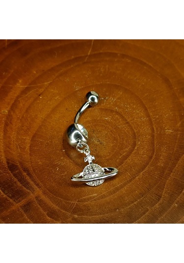 Aya Tasarım Gümüş Renk Saturn Model Göbek Piercing