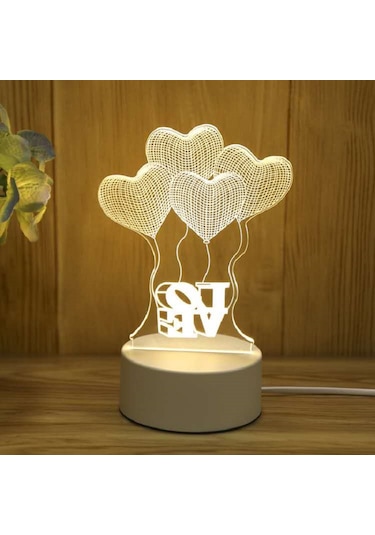 3d Gece Lambası Usb Renkli Uzaktan Kumanda - Aşk Balonu Diğer