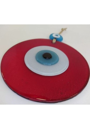 Kırmızı Nazar Boncuğu 12cm El Yapımı Cam Boncuk