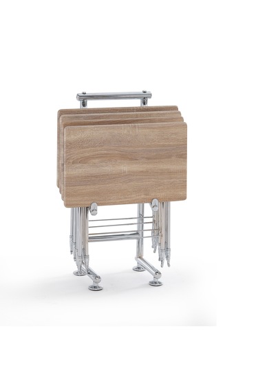 Safir 4'lü Açık Kahverengi Çanta Sehpa