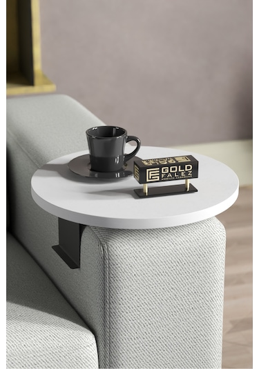 Zigon Sehpa Yan Sehpa Ayarlanabilir Tepsi Dekoratif Modern Tepsi Koltuk Sehpası Beyaz Beyaz