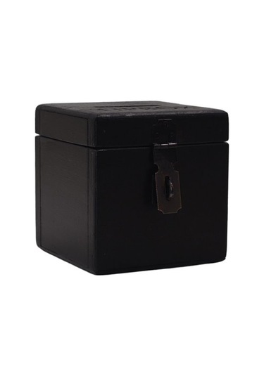 Siyah Ahşap Tipbox Asma Kilit Hediyeli 12x12cm Yük12cm