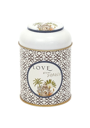 Forrest Grey Love Desenli Yuvarlak Metal Kutu, 9 X 11 Cm, 0.6 Lt