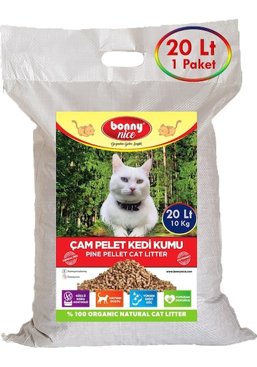 Bonny Nice Doğal Çam Peleti Kedi Kumu 10 KG 20 L