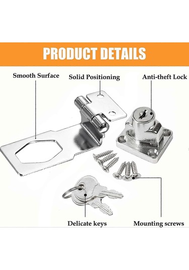 90 Dik Açı Kilit - Güvenlik Kilidi - Kapı Menteşesi - Anahtarlı Kapı Kilidi - Tokalı Bağlantı Elemanı - Kilitlenebilir Menteşeler