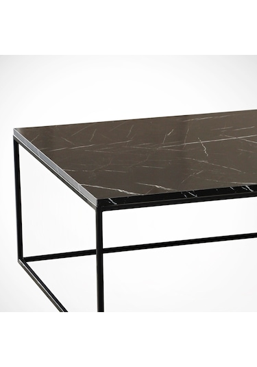 Poly Siyah Mermer Orta Sehpa Metal & Orta Masa Royal /Metal Ayak