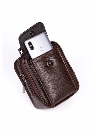 Newish Polo Postacı Kasalı Kapaklı Cepli El Çantası Küçük Boy-suni Deri Koyu Kahverengi